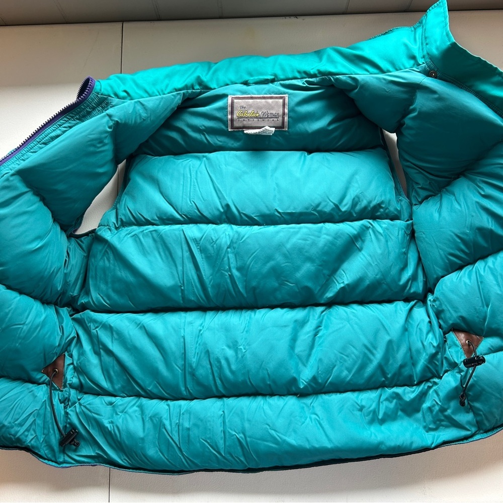 Cabela’s Women’s Vintage Puffer Vest Purple Teal Size Medium - Picture 5 of 9